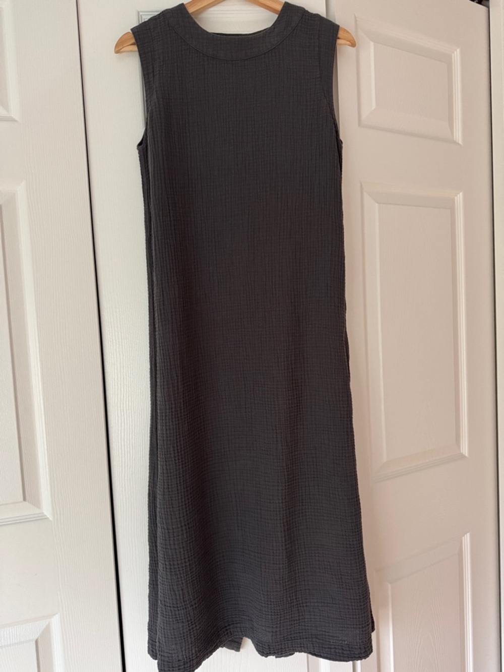 Faherty Dream Costa Organic Cotton Maxi Sleeveless Shift Dress XS, washed gray